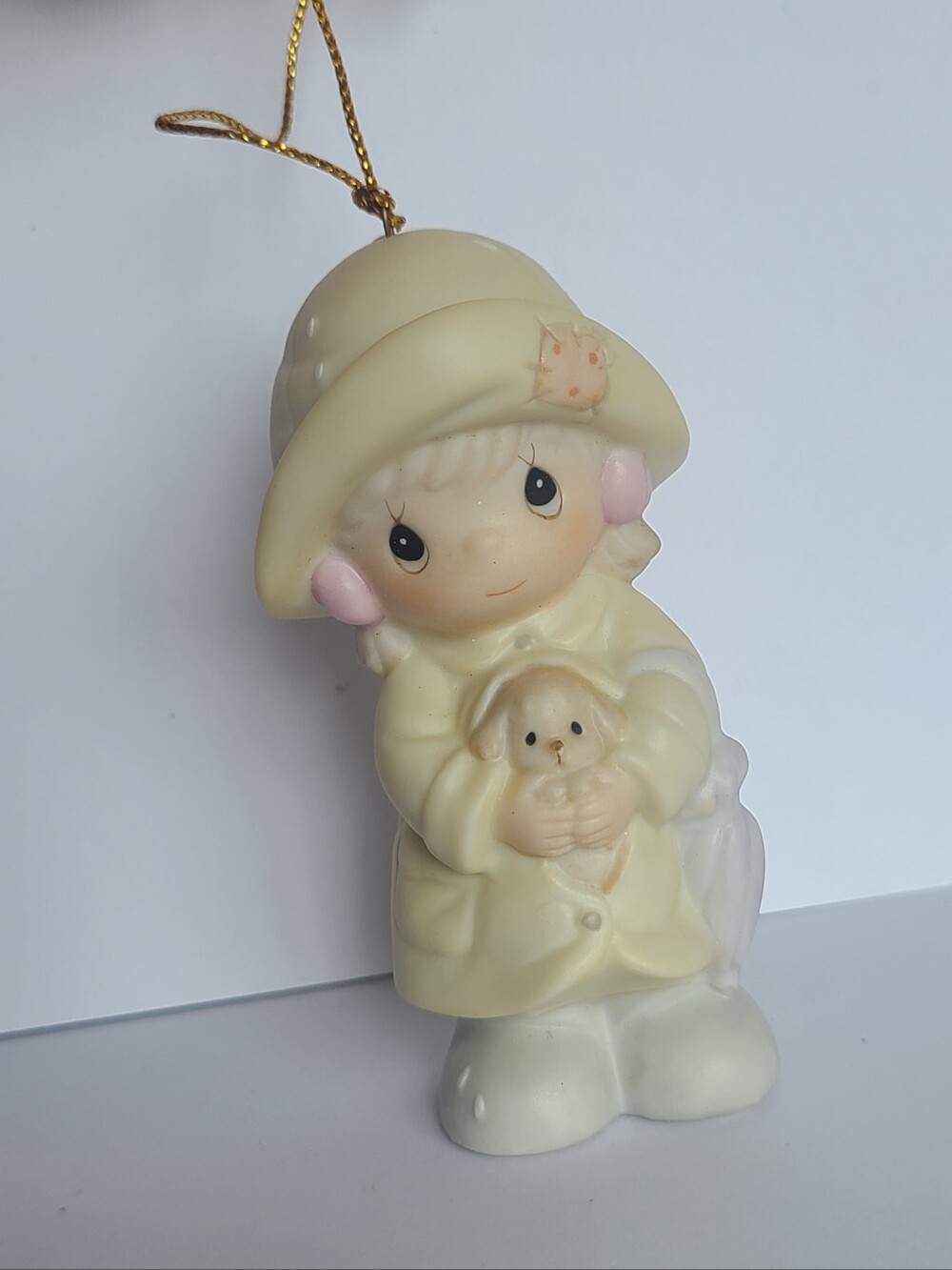 Vintage Precious Moments Girl Dog Collectible Porcelain Figurine Ornament